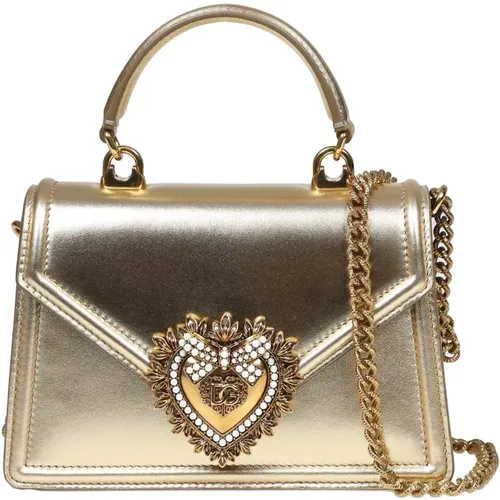 Gold Handbag with Jewel Heart , female, Sizes: ONE SIZE - Dolce & Gabbana - Modalova