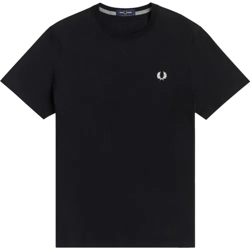 T-Shirts, male, , Size: L Classic Laurel Embroidered Crew Neck T-Shirt - Fred Perry - Modalova