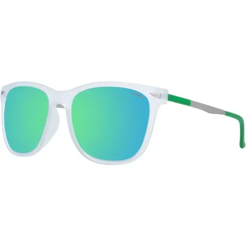 Sunglasses, male, , Size: ONE SIZE Green Polarized Mirrored Square Sunglasses - Police - Modalova