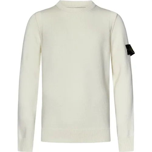 Weiße Rippstrickpullover mit Abzeichen , Herren, Größe: XL - Stone Island - Modalova