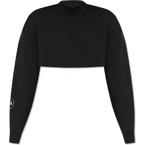 Cropped sweatshirt with logo , female, Sizes: L, M, XS, S - adidas by stella mccartney - Modalova