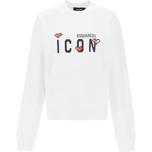 Icon Lover Sweatshirt mit Pixel-Herzen , Damen, Größe: XS - Dsquared2 - Modalova