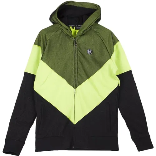 Zip-throughs, male, , Size: S Flight Zip Hoodie Black/Green - Dolly Noire - Modalova