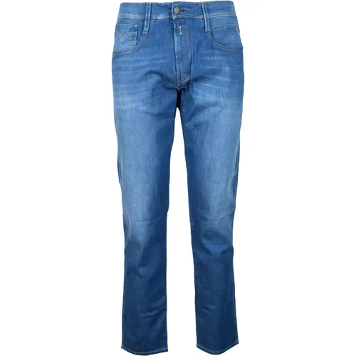Slim-fit Jeans, male, , Size: W30 Denim Jeans with Unique Blend Fabric - Replay - Modalova