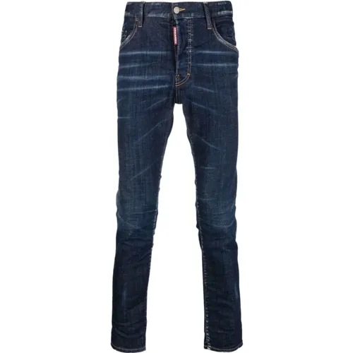 Slim-Fit Tie-Dye Blaue Skater-Jeans , Herren, Größe: 4XL - Dsquared2 - Modalova