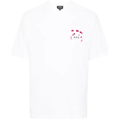Herz Logo Weißes Baumwoll T-shirt , Herren, Größe: M - A.p.c. - Modalova