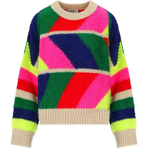 Bunt Geometrischer Rundhalsausschnitt Pullover - Essentiel Antwerp - Modalova