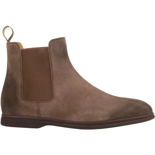 Chelsea Boots, male, , Size: 9 US Suede Beatles-Style Ankle Boots - Doucal's - Modalova