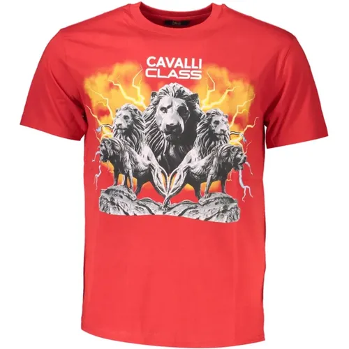 Stylisches Logo Print T-Shirt , Herren, Größe: XL - Cavalli Class - Modalova