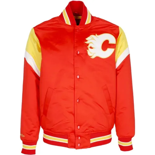 Bomber Jackets, male, , Size: S NHL Heavyweight Bomber Jacket Calgary Flames - Mitchell & Ness - Modalova