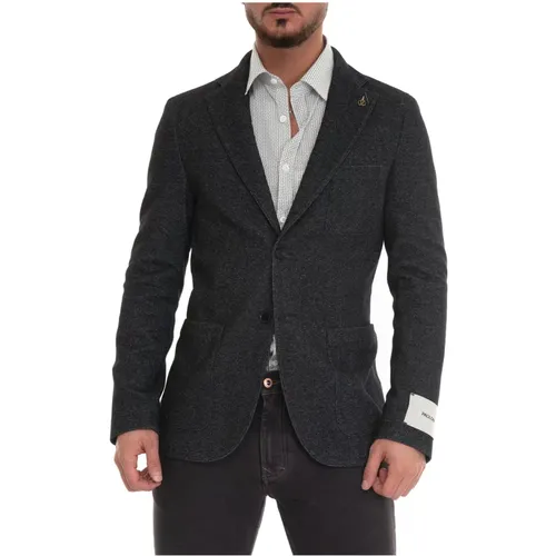 Blazers, male, , Size: M Slim Fit Wool Blend Jacket - Paoloni - Modalova