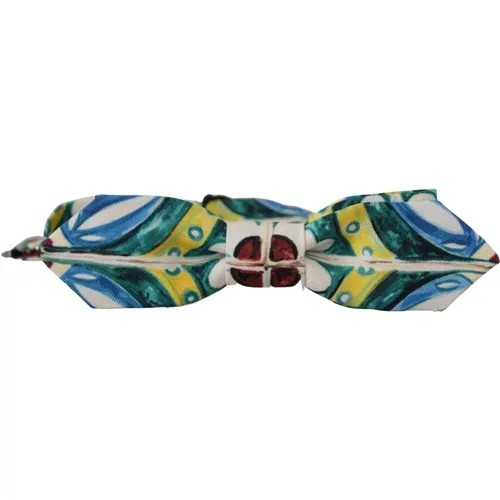 Bowties, male, , Size: ONE SIZE Majolica Print Silk Bow Tie - Dolce & Gabbana - Modalova