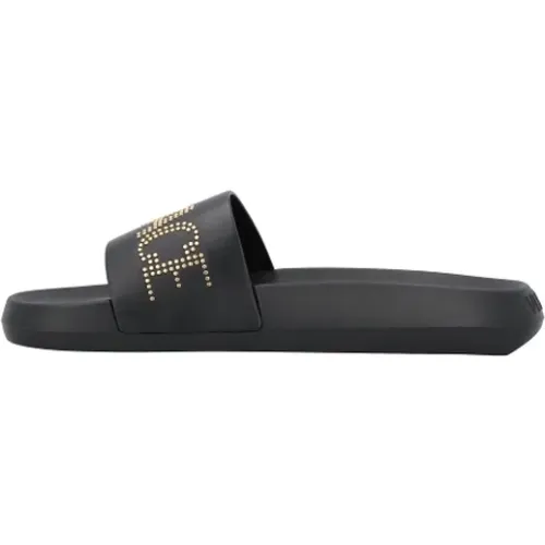 Sliders, male, , Size: 11 1/2 US Rubber sandals - Versace - Modalova