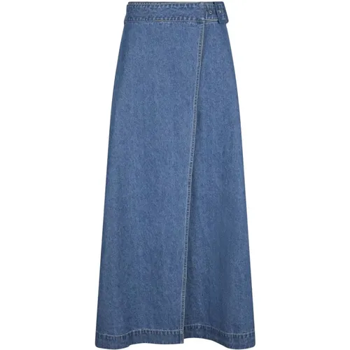 Denim Wickelrock Blau , Damen, Größe: XL - NEO NOIR - Modalova