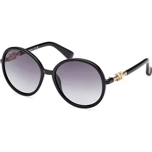 Emme15-01B Schwarze Glänzende Sonnenbrille , Damen, Größe: 58 MM - Max Mara - Modalova