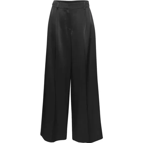 Schwarze Satin-Weitbeinhose Ulla , Damen, Größe: M - moss copenhagen - Modalova