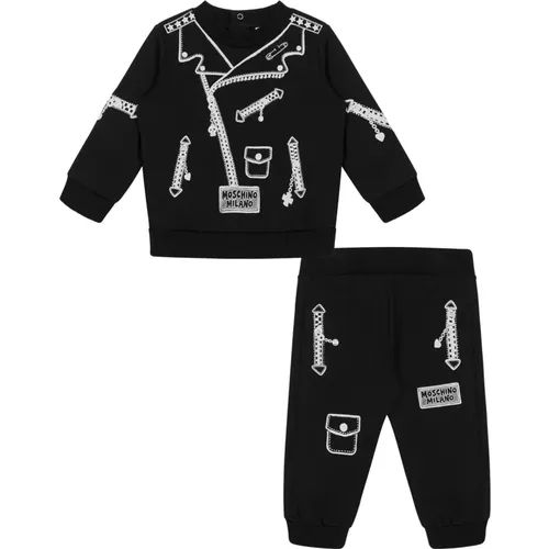 Schwarzes Baumwoll Unisex Sweatshirt und Hose Set - Moschino - Modalova