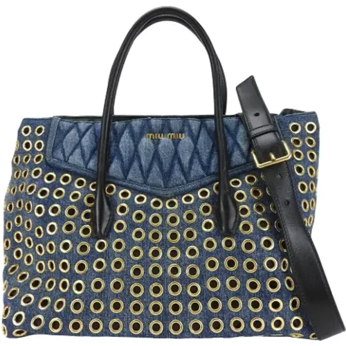 Pre-owned Tote Bags, female, , Size: ONE SIZE Pre-owned Denim shoulder-bags - Miu Miu Pre-owned - Modalova