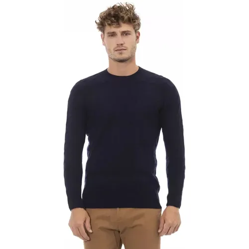 Blauer Crewneck Sweater , Herren, Größe: L - Alpha Studio - Modalova