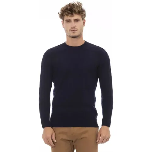 Blauer Crewneck Sweater , Herren, Größe: M - Alpha Studio - Modalova