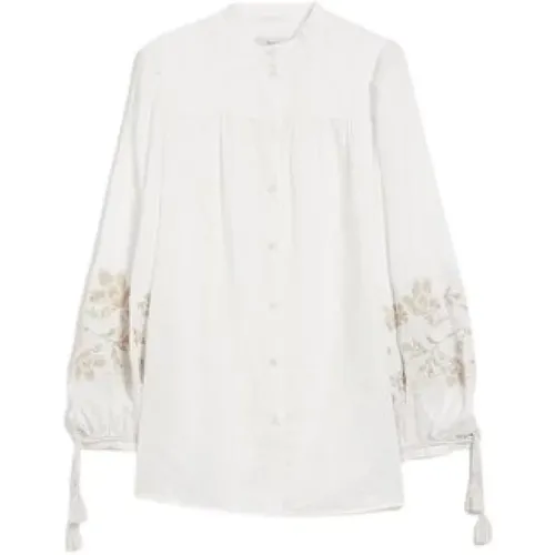 Embroidered Linen Shirt with Decorative Trims , female, Sizes: S - Max Mara - Modalova