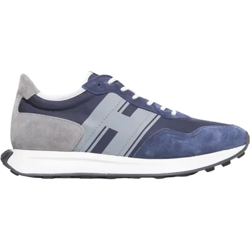 Suede and Fabric Sneakers with Grey Spur , male, Sizes: 6 1/2 UK, 9 UK - Hogan - Modalova