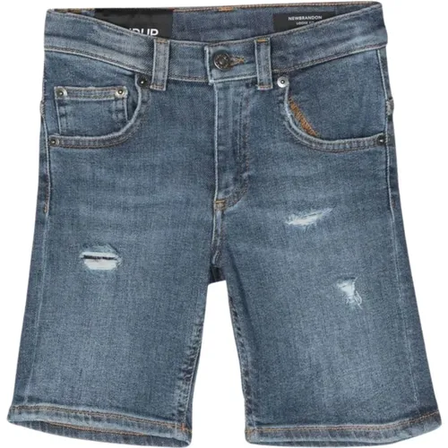 Kinder Bermuda Jeans mit Ausgewaschenem Effekt und Logo-Detail - Dondup - Modalova