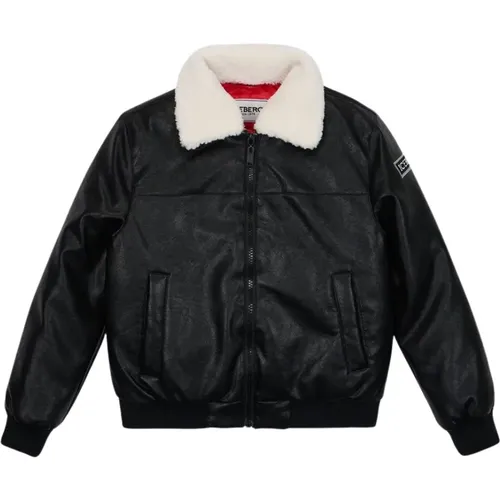 Kids - eco-leather aviator style jacket with logo - Iceberg - Modalova