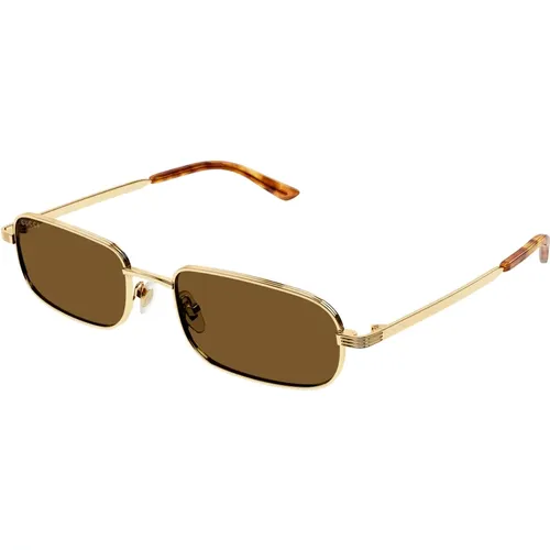 Gold Havana/Brown Sunglasses , male, Sizes: 57 MM - Gucci - Modalova