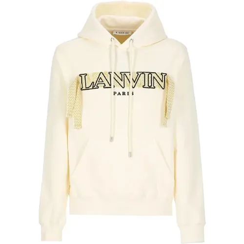 Hoodies, male, , Size: M Cotton Logo Sweatshirt with Drawstring Hood - Lanvin - Modalova