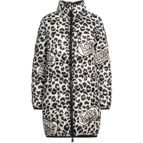 Leopard Print Long Down Jacket , female, Sizes: M, L, S, XS, XL - Love Moschino - Modalova