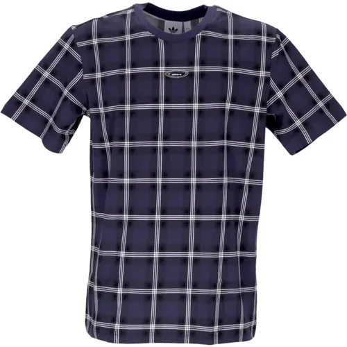 Checkered Print Mens Tee Multicolor , male, Sizes: S - Adidas - Modalova