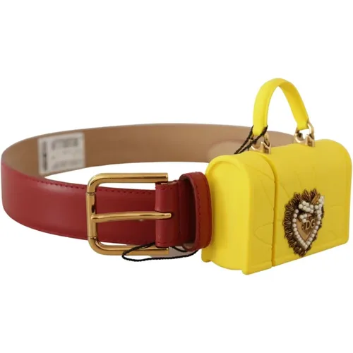 Belts, unisex, , Size: 75 CM Leather Belt with Engraved Buckle - Dolce & Gabbana - Modalova