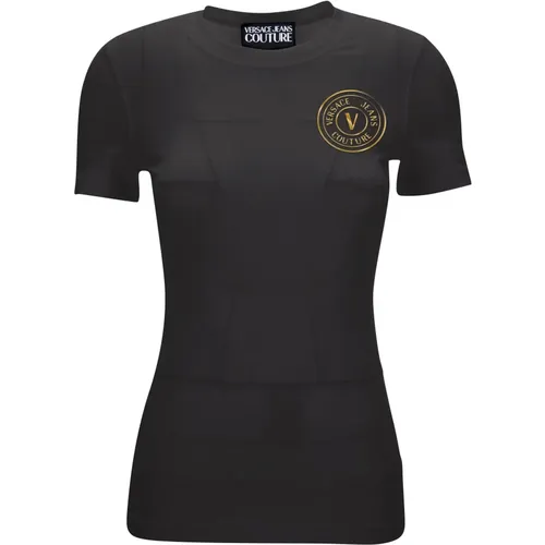 Schwarze T-Shirt und Polo Kollektion , Damen, Größe: 2XS - Versace Jeans Couture - Modalova