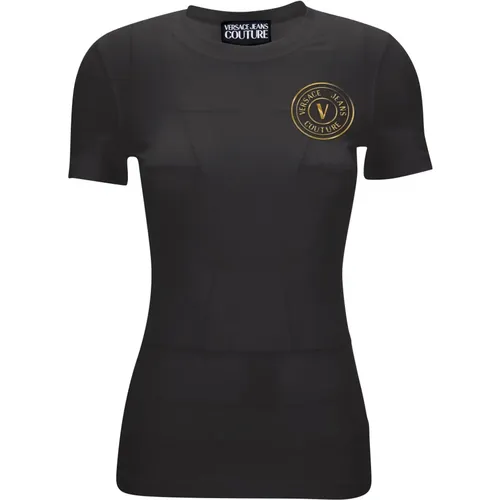 Schwarze T-Shirt und Polo Kollektion , Damen, Größe: S - Versace Jeans Couture - Modalova