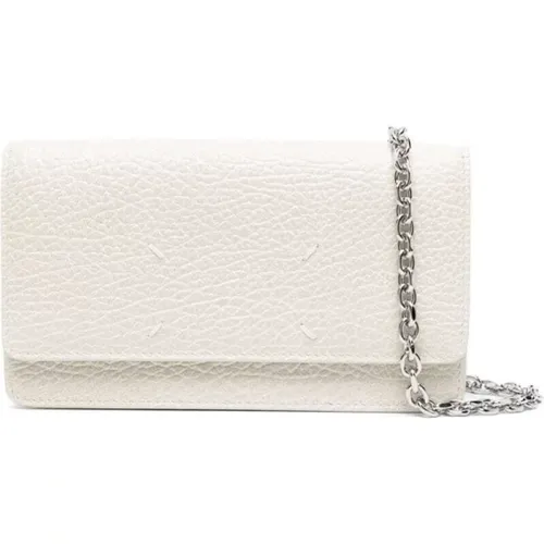 Luxurious Four-Stitch Chain Clutch in Greige , female, Sizes: ONE SIZE - Maison Margiela - Modalova