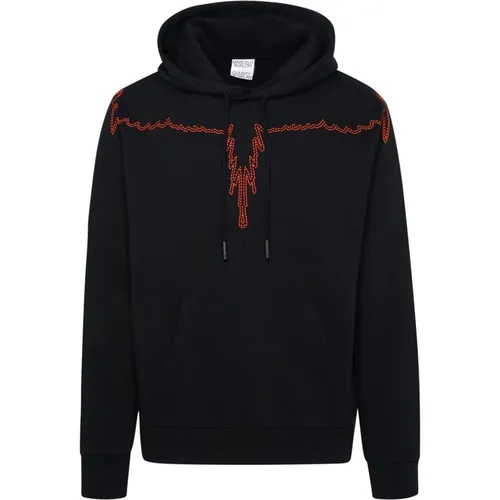 Hoodies, male, , Size: S Cotton Hoodie with Wing Embroidery - Marcelo Burlon - Modalova