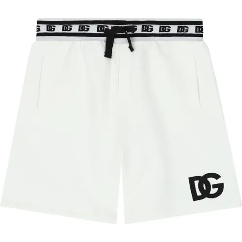 Weiße Kinder Bermuda Shorts mit Logo-Stickerei - Dolce & Gabbana - Modalova