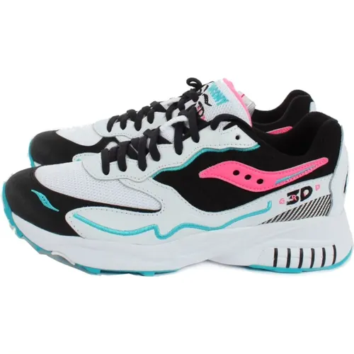 Sneakers, male, , Size: 8 US 3D Grid Hurricane Sneakers White/Black/Pink - Saucony - Modalova