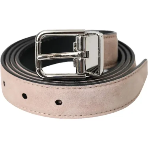 Belts, male, , Size: 105 CM Suede Belt with Silver Buckle - Dolce & Gabbana - Modalova