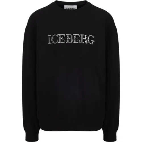 Schwarzer Logo Crewneck Sweatshirt , Herren, Größe: 2XL - Iceberg - Modalova