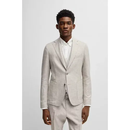 Blazers, male, , Size: XL Slim Fit Blazer with Micropattern - Boss - Modalova