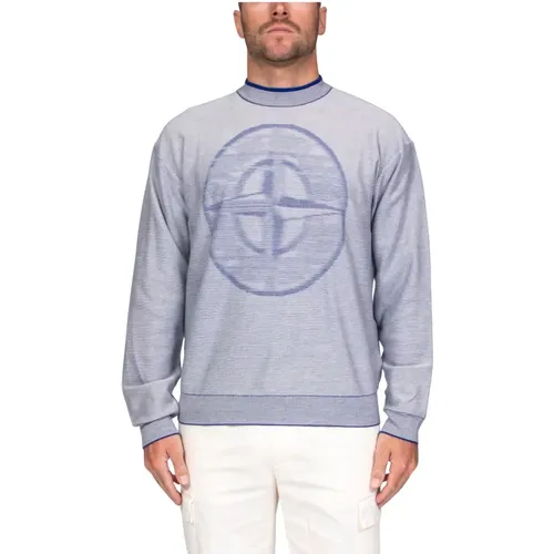 Round-neck Knitwear, male, , Size: L Cotton High Neck Sweater - Stone Island - Modalova