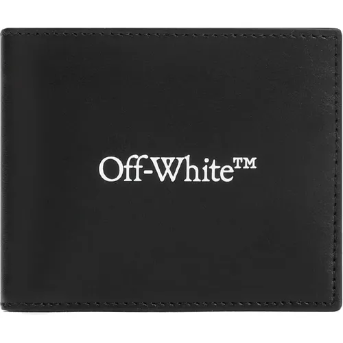 Wallets & Cardholders, male, , Size: ONE SIZE Bookish Bi-fold Leather Wallet - Off White - Modalova