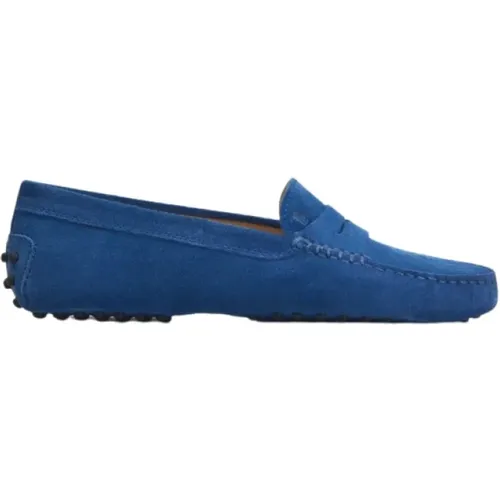 Blaue Wildleder-Loafers mit Gommini-Nieten , Damen, Größe: 37 EU - TOD'S - Modalova