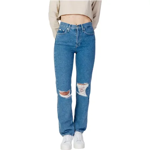 Blaue einfarbige Damenjeans , Damen, Größe: W29 L30 - Calvin Klein Jeans - Modalova