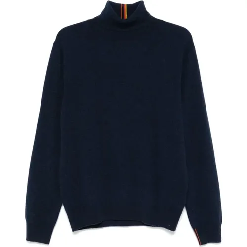 Turtlenecks, male, , Size: XL Navy Cashmere Knit Sweater - Paul Smith - Modalova