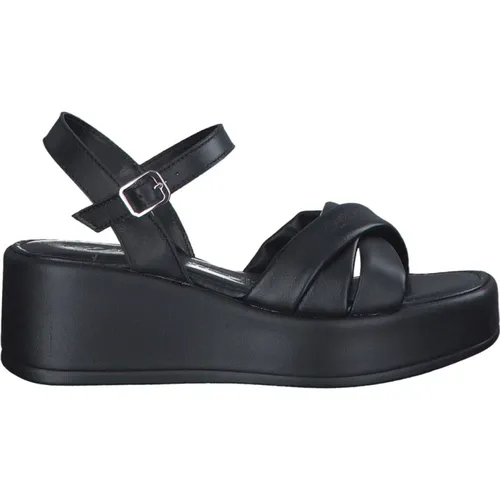 Schwarze flache Sandalen für Frauen , Damen, Größe: 40 EU - marco tozzi - Modalova