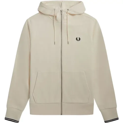 Zip-throughs, male, , Size: M Hooded Cotton Zip Sweatshirt - Fred Perry - Modalova