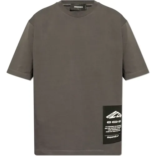 T-Shirt mit Logo-Patch , Herren, Größe: L - Dsquared2 - Modalova